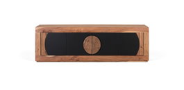 GINER Y COLOMER Meuble TV en bois d'acacia avec 4 portes, Naturel et noir